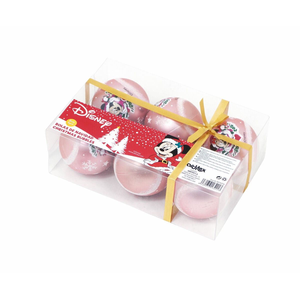 Set od 6 božićnih kuglica Minnie Mouse „Lucky“, ružičaste, Ø 8 cm